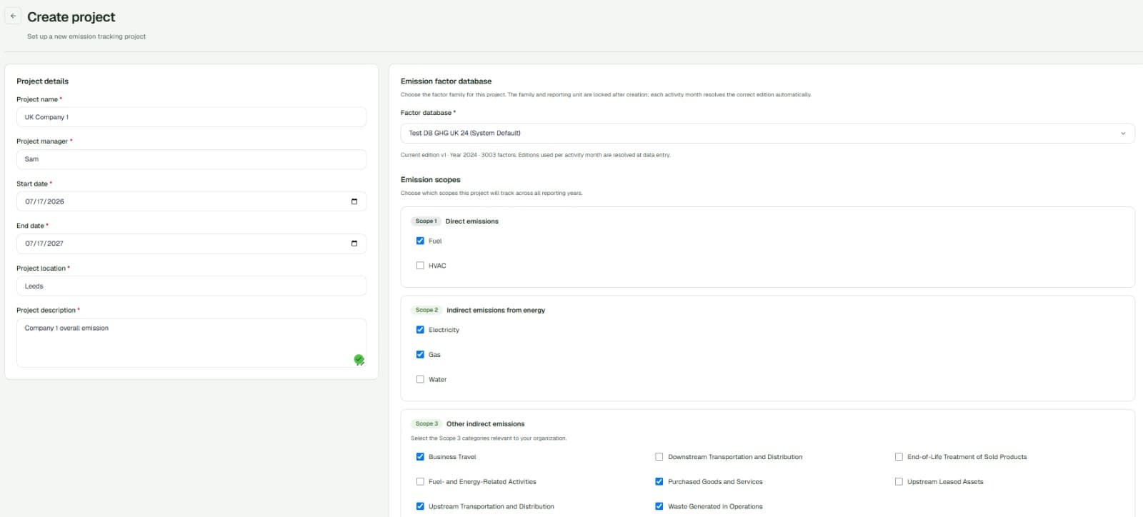CarbonRP project setup with emission factor database